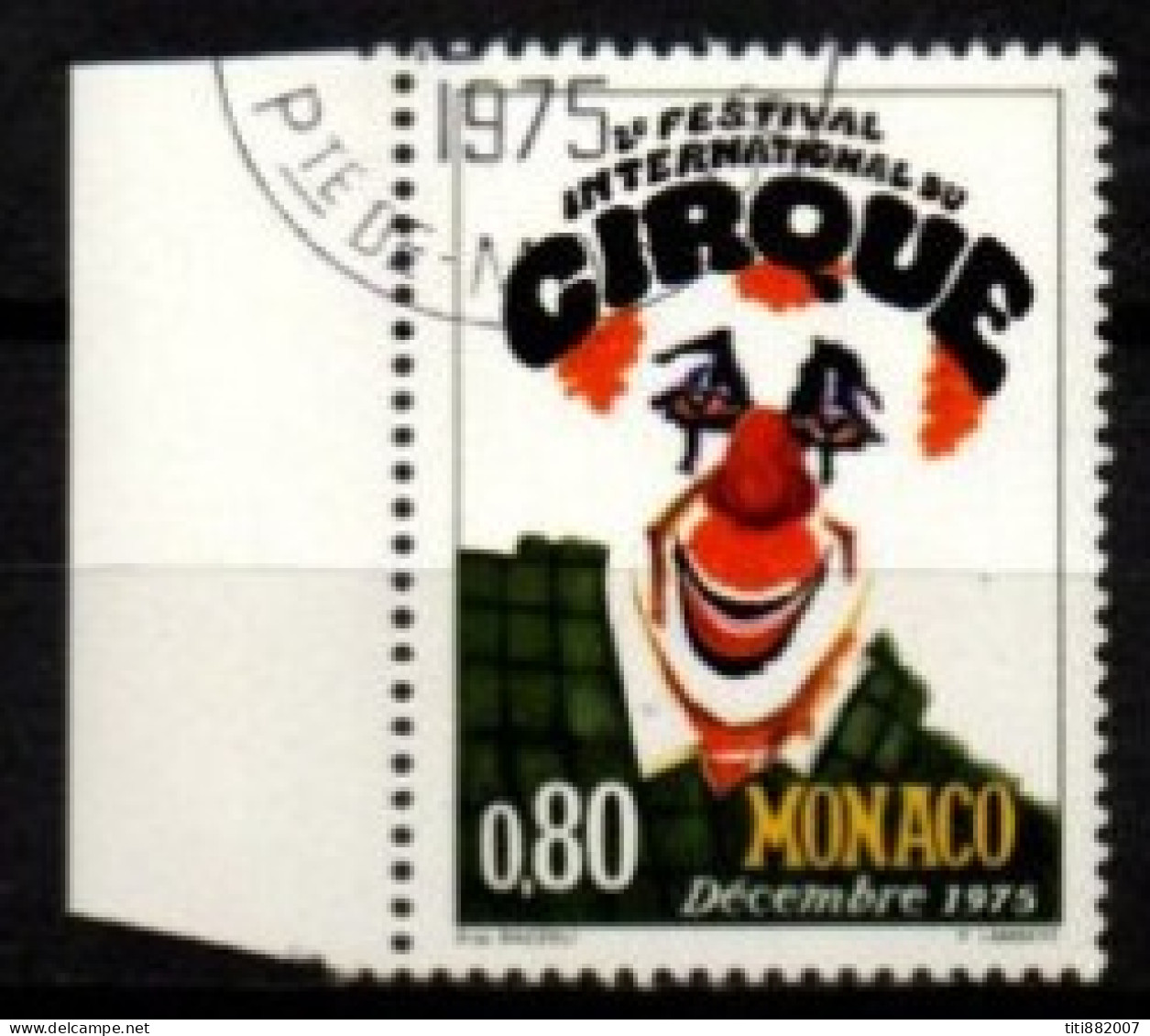 MONACO    -   1975 .    Y&T N° 1039 Oblitéré.  Cirque  /  Clown - Usados