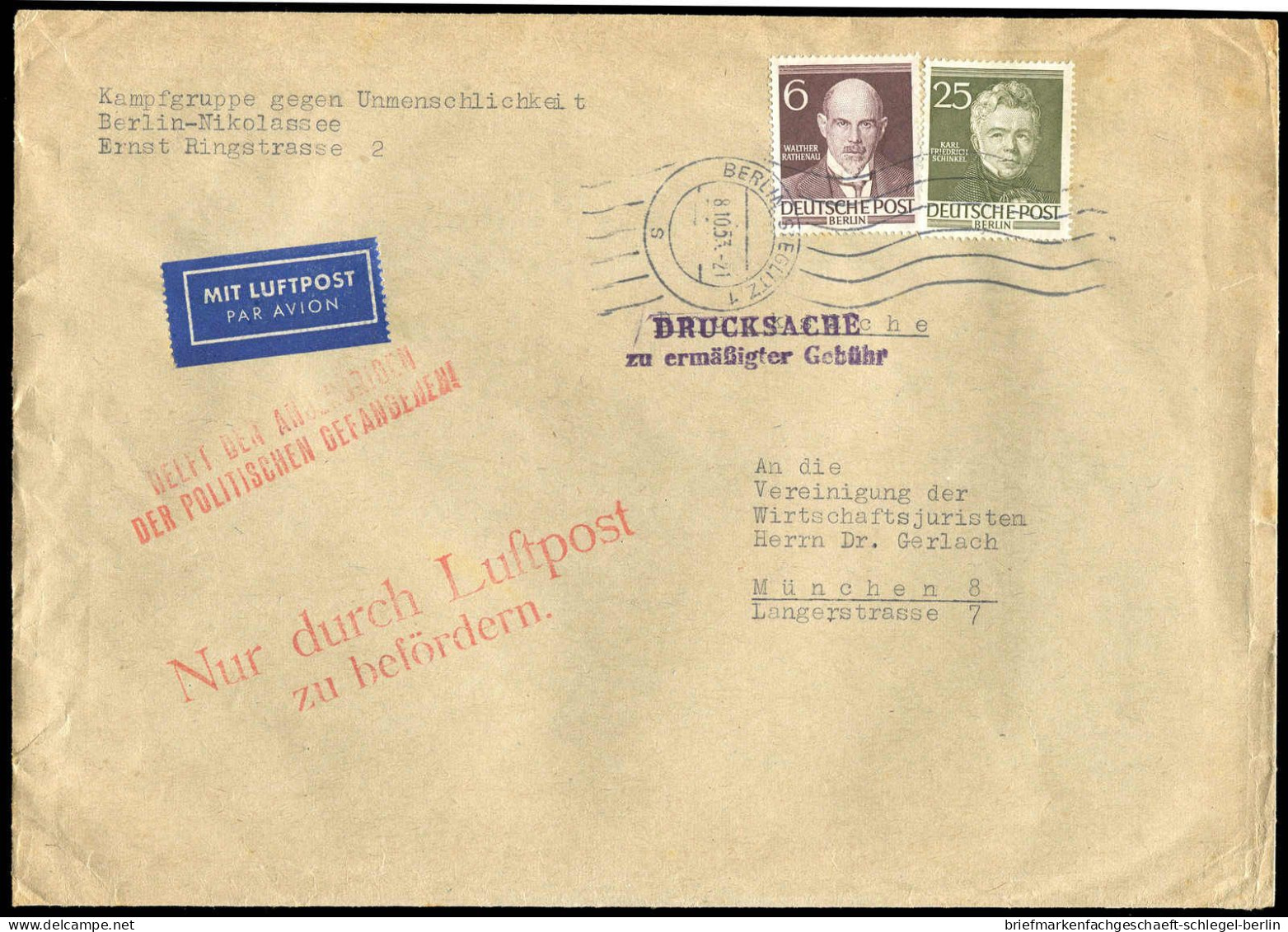 Berlin, 1953, 93 + 98, Brief - Other & Unclassified