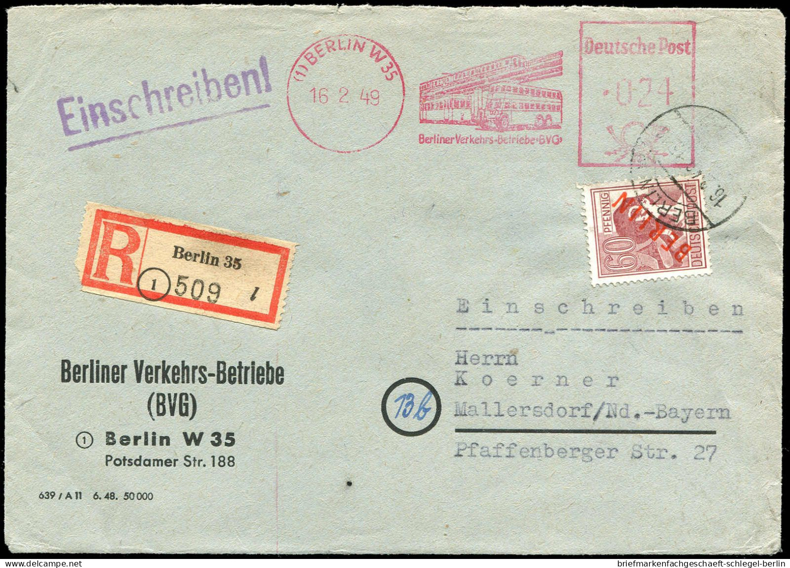 Berlin, 1949, 31 + AFS =024=, Brief - Autres & Non Classés