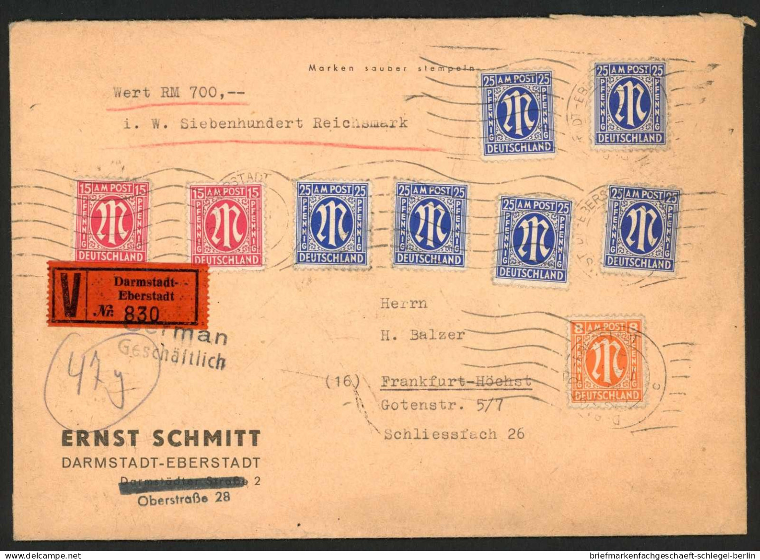 Amerik.+Brit. Zone (Bizone), 1946, 5, 8 (2) + 9(6), Brief - Storia Postale