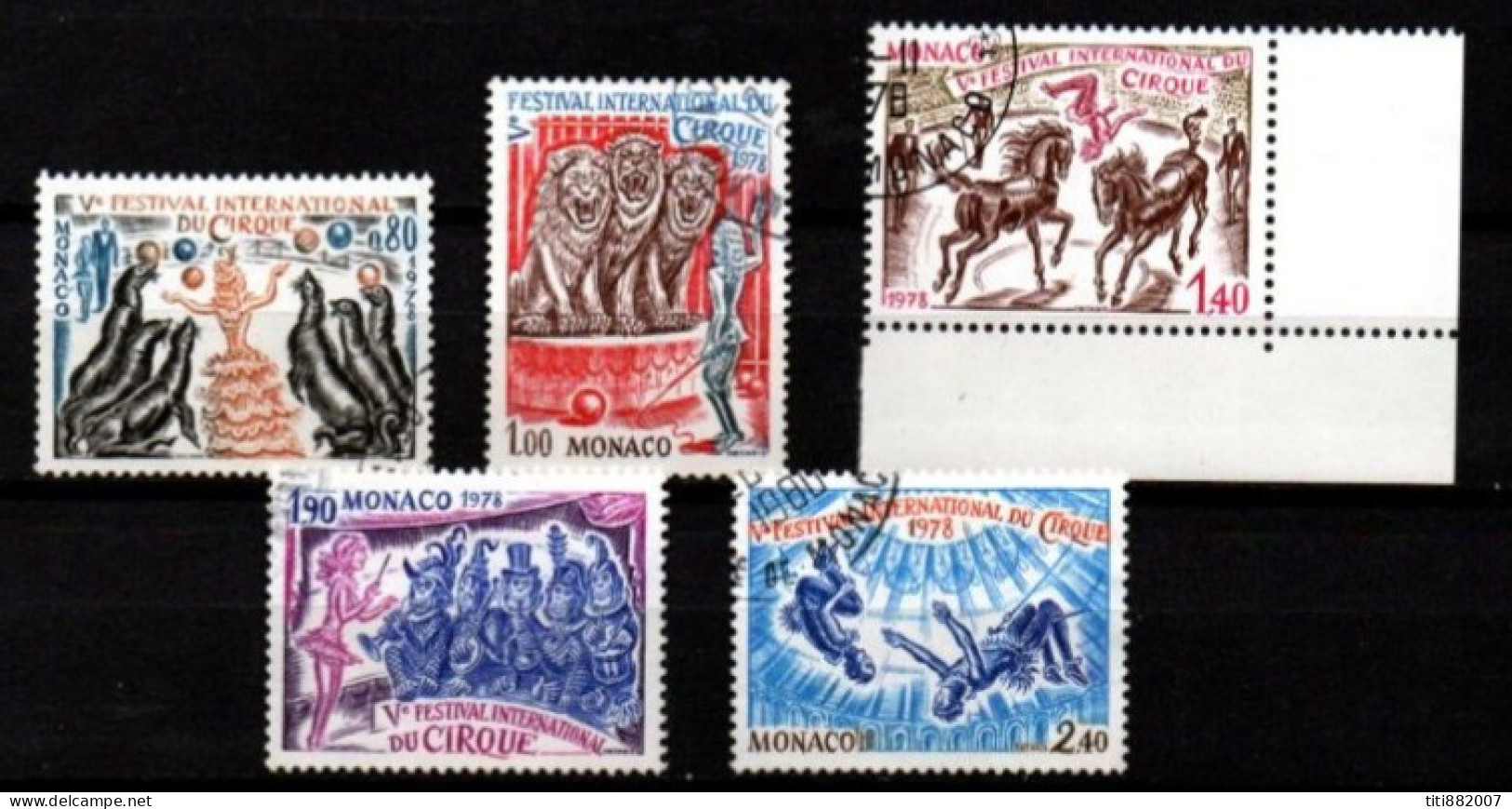 MONACO    -   1978 .    Y&T N° 1167 à 1171 Oblitérés .  Cirque  . Série Complète. - Gebraucht