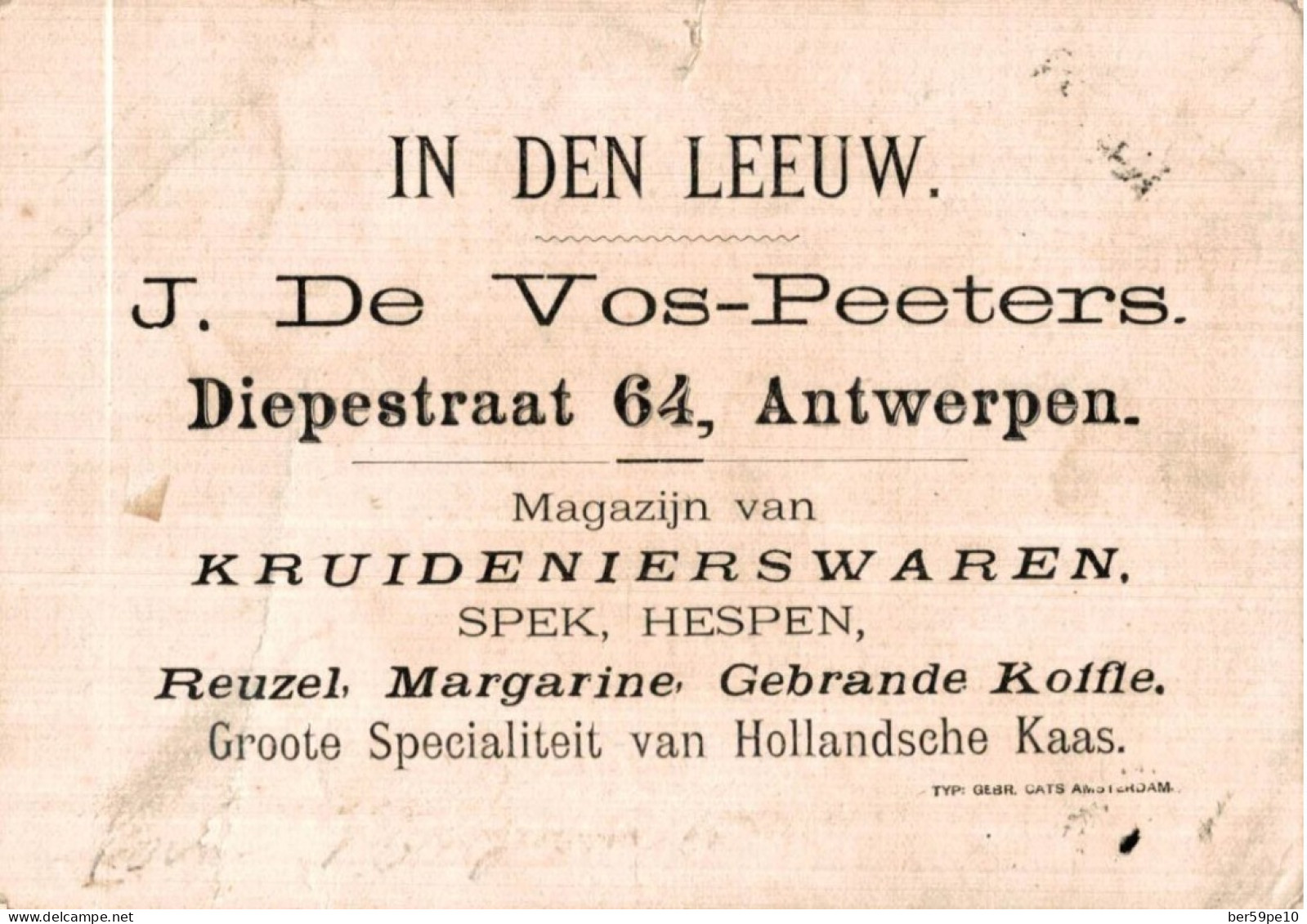 CHROMO IN DEN LEEUW J. DE VOS-PEETERS A ANTWERPEN CRESSERELLE VULGAIRE - Autres & Non Classés