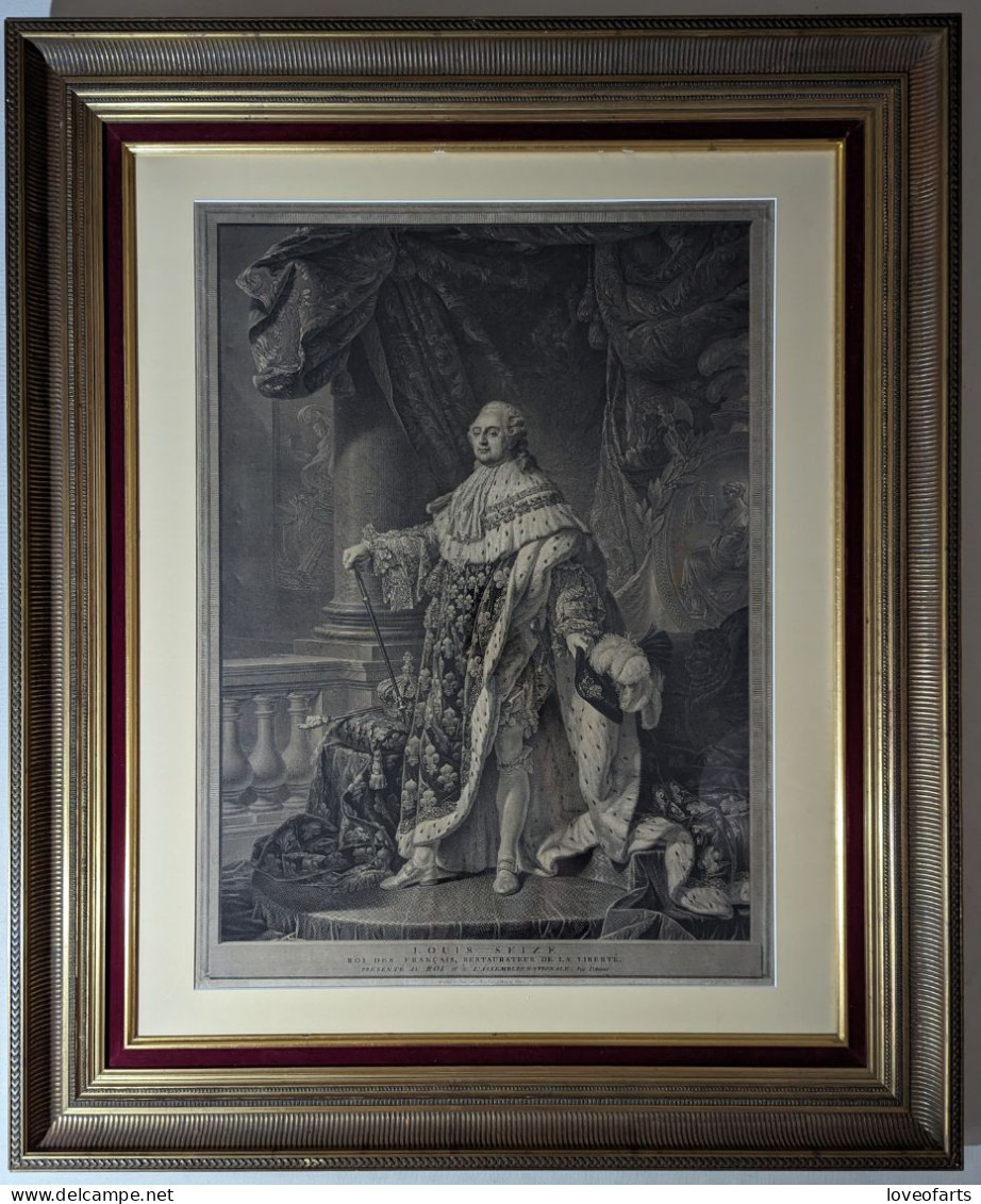 TABLEAU - PORTRAIT DU ROI LOUIS XVI, EN 1790, PAR CHARLES CLÉMENT BERVIC (1756-1822) - Stampe & Incisioni