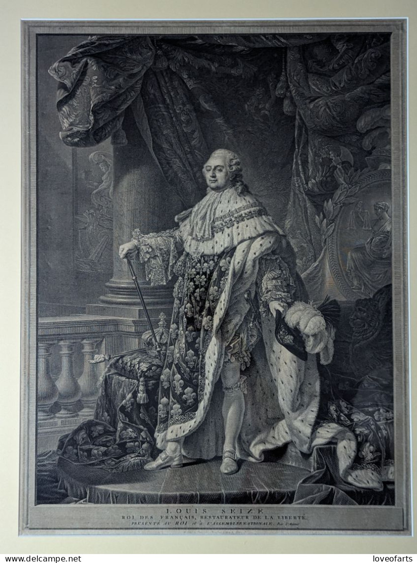 TABLEAU - PORTRAIT DU ROI LOUIS XVI, EN 1790, PAR CHARLES CLÉMENT BERVIC (1756-1822) - Stiche & Gravuren