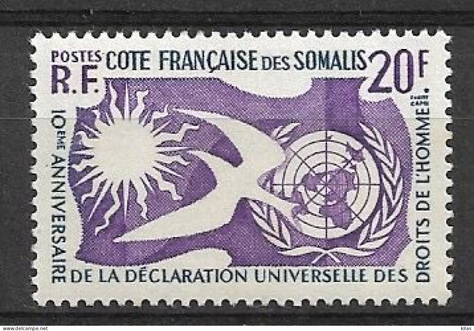 FRENCH SOMALI COAST  1958 Human Rights Year MNH - Nuovi
