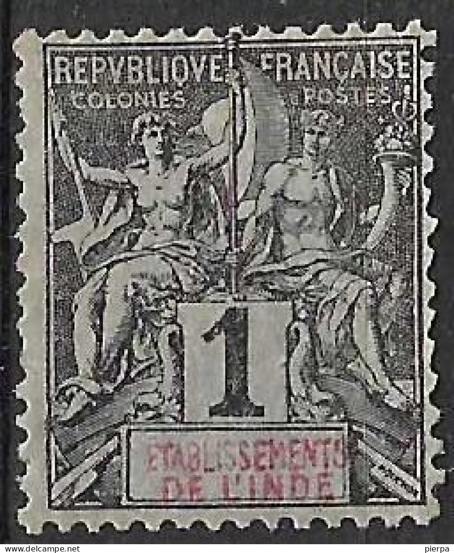 INDIA FRANCESE - 1892 - CENT 1 - NUOVO MH* (YVERT 1 - MICHEL 1) - Ongebruikt