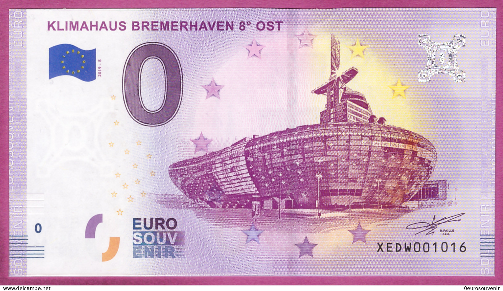 0-Euro XEDW 2019-5 KLIMAHAUS BREMERHAVEN 8° OST - Private Proofs / Unofficial