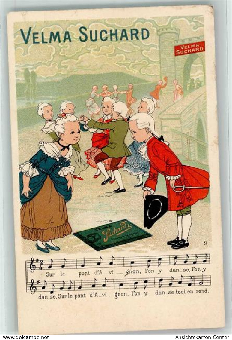 13462008 - Schokolade Kinder Tanz   Liederkarte Nr. 9  Sur Le Pont Avignon - Werbepostkarten