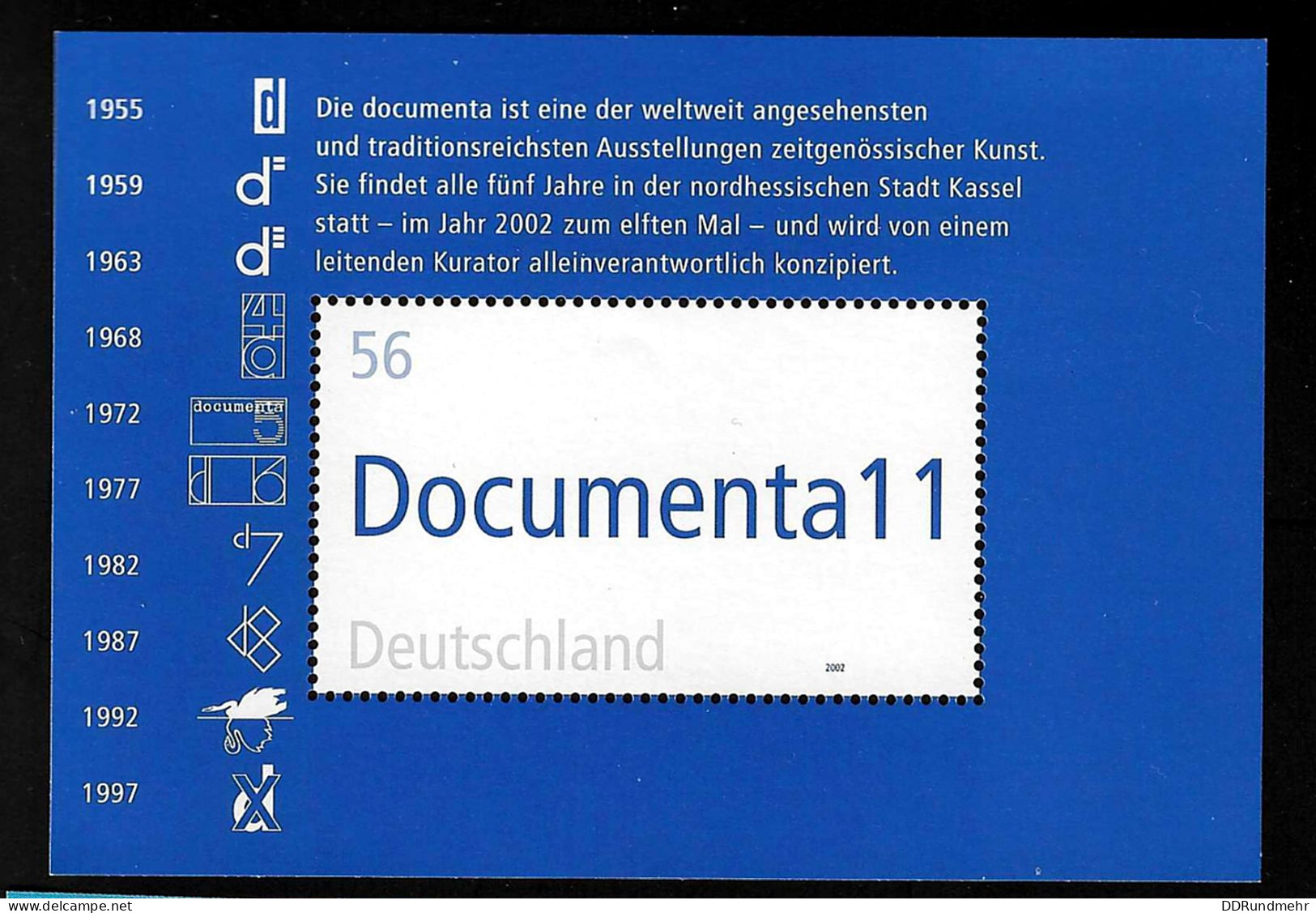 2002 Documenta Michel DE BL58 Stamp Number DE 2162 Yvert Et Tellier DE BF57 Stanley Gibbons DE MS3108 Xx MNH - 2001-2010