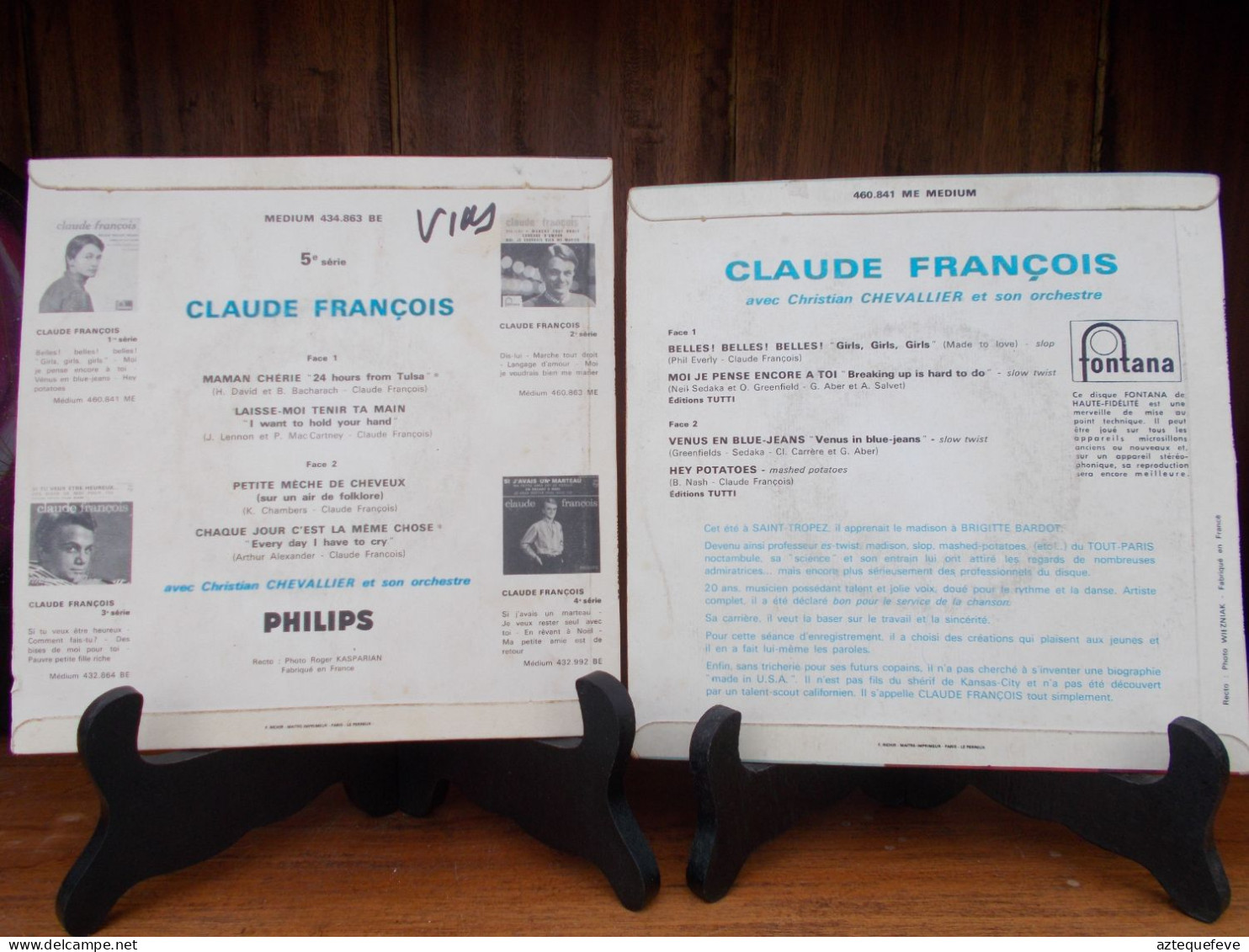 VINYL 45 T CLAUDE FRANCOIS, BELLES, PETITES MECHES DE CHEVEUX Etc 8 Titres - Autres - Musique Française
