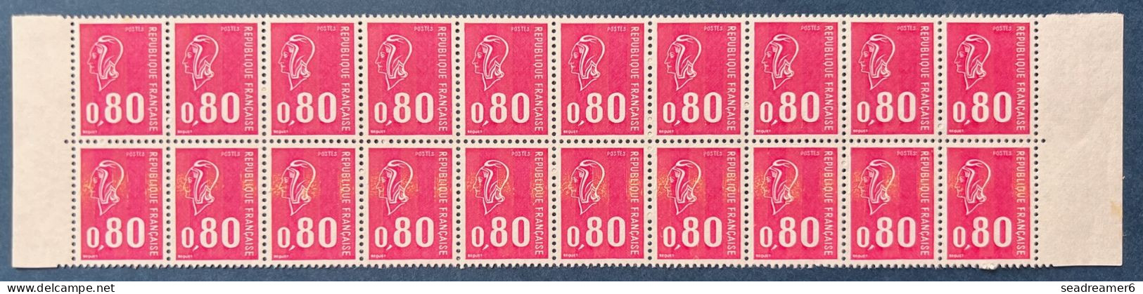 FRANCE Marianne De BECQUET N°1816** 0.80c Rouge Bloc De 20 Variété De Phosphore Surencré Sur La Ligne Du Bas ! TTB - 1971-1976 Marianne Van Béquet