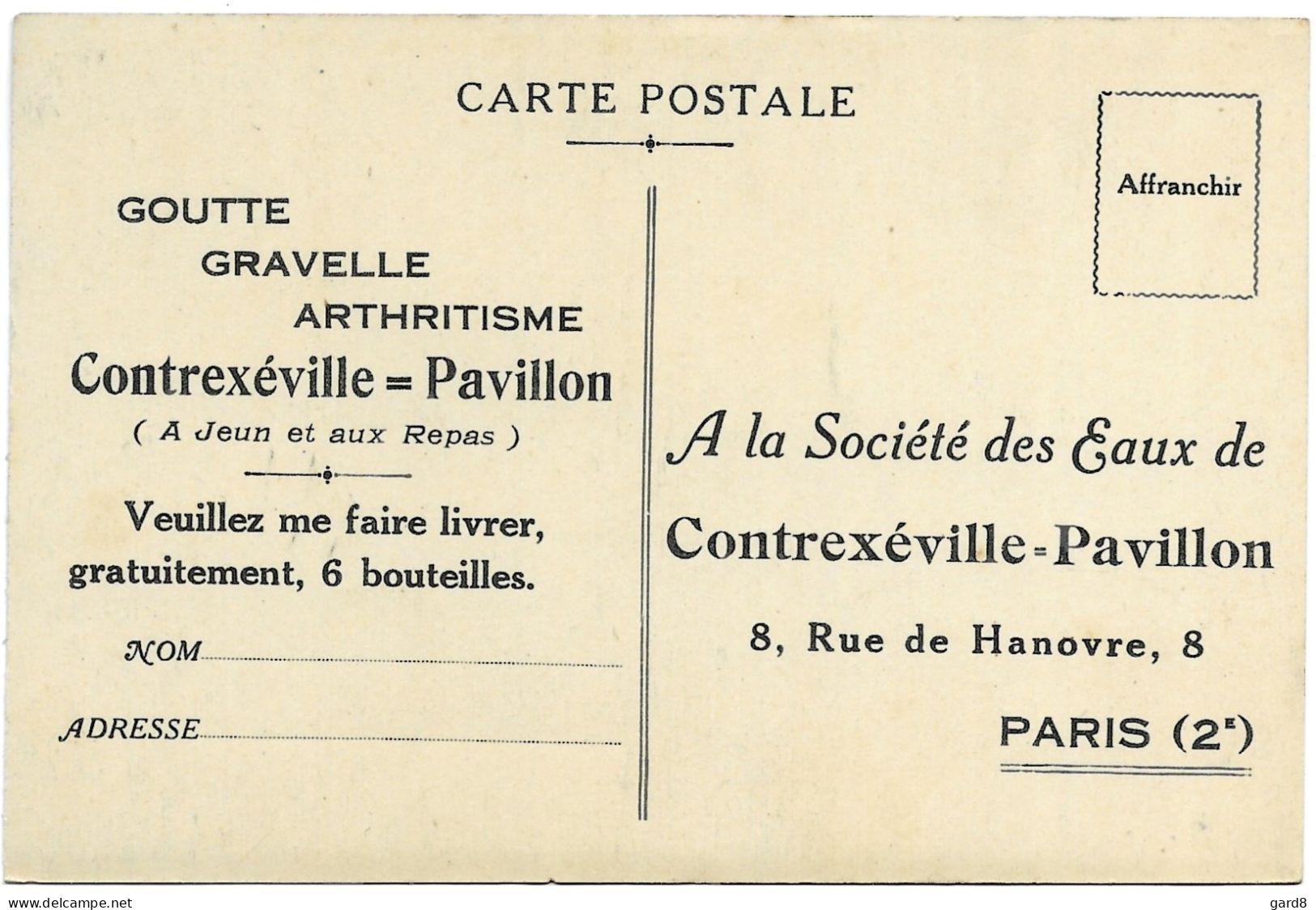 Carte Publicitaire De Contrexéville  (88) - Contrexeville