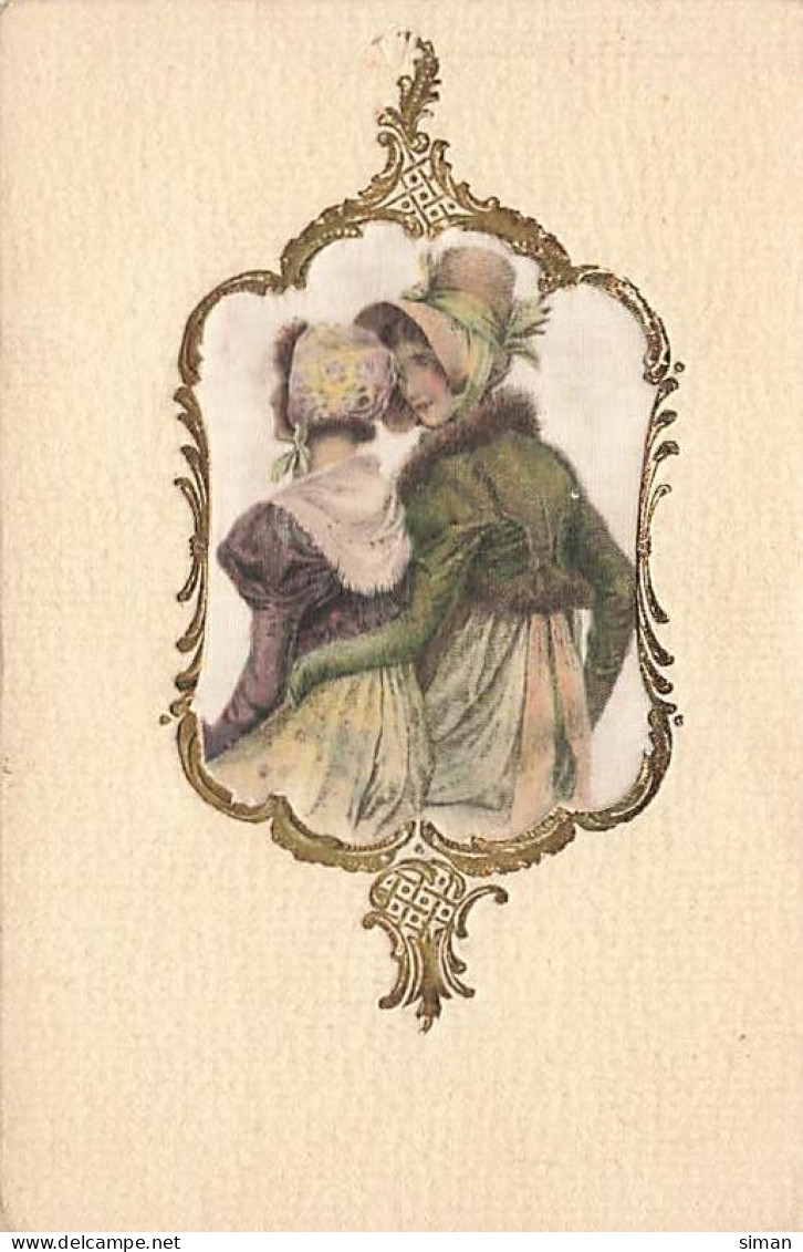 N°25002 - Carte Tissée Soie - Deux Femmes  Dans Un Médaillon - Women