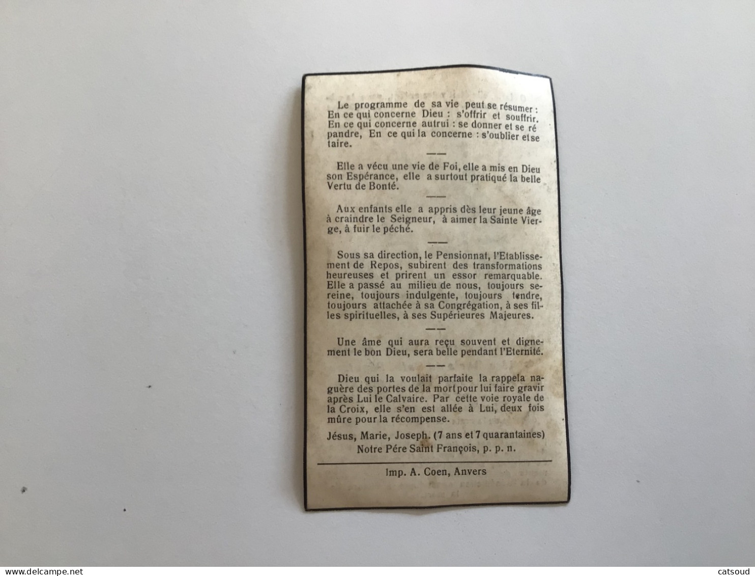 Ancien Faire-part De Décès (1946) Wuillaupuis Rde Mére Marié Du Saint Sépulcre Des Religieuses Franciscaines De Calais - Obituary Notices