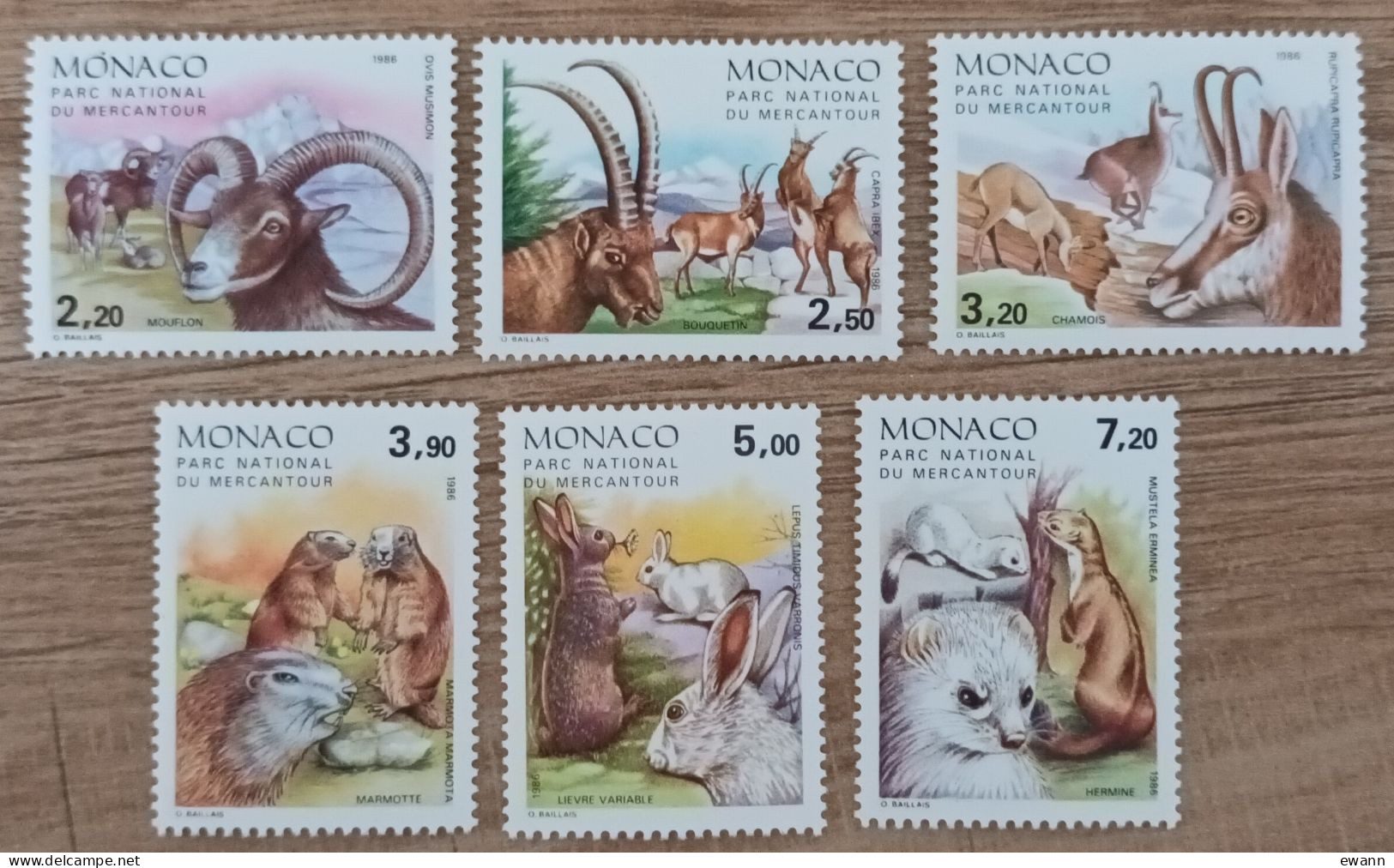 Monaco - YT N°1522 à 1527 - Faune / Animaux Du Parc National Du Mercantour - 1986 - Neuf - Ungebraucht