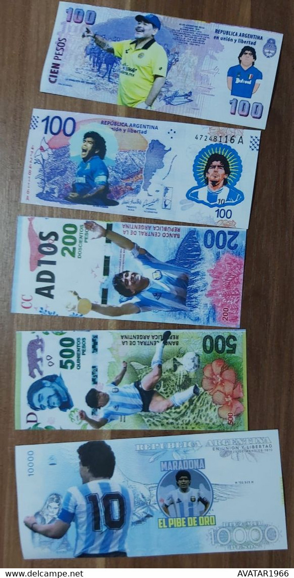 fantasy- Diego-Maradona the Argentinian soccer legend lot 13 banknote reproductions