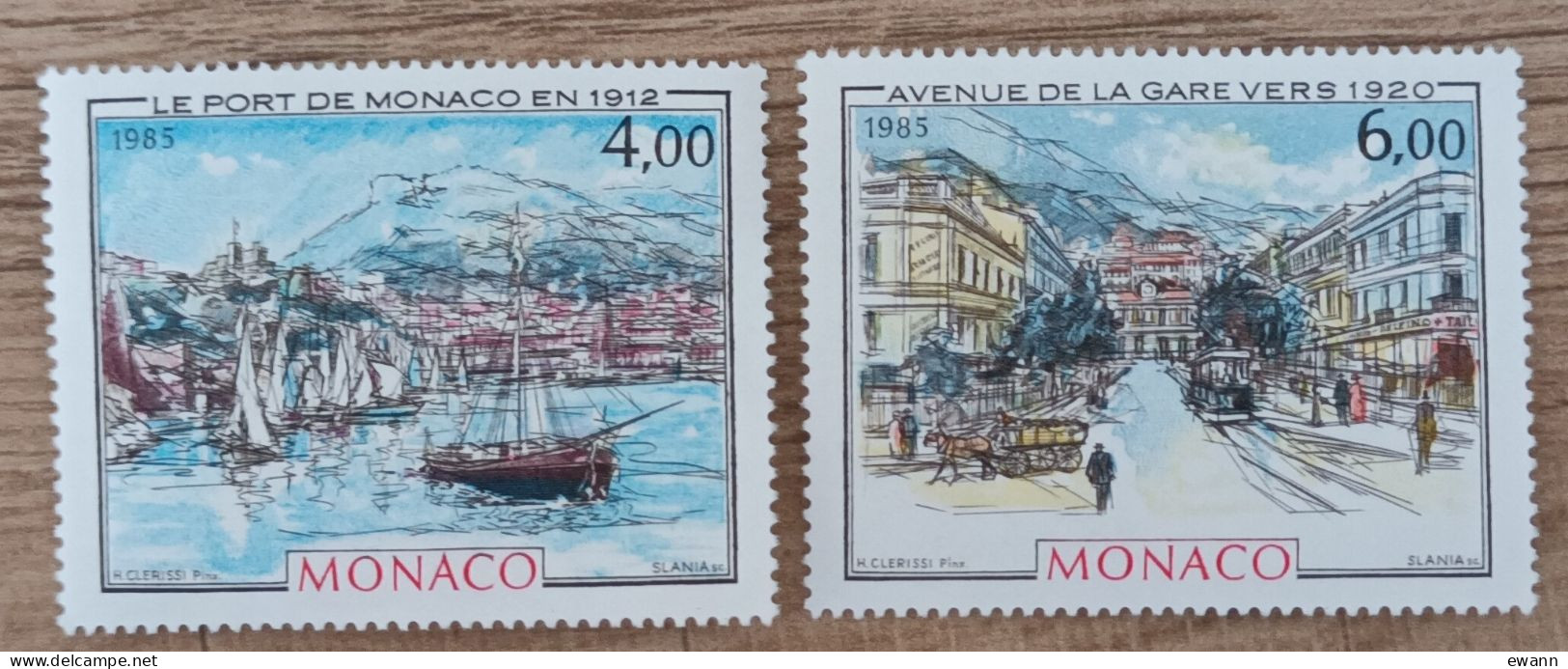 Monaco - YT N°1492, 1493 - Monaco à La Belle Epoque / Port / Avenue De La Gare - 1985 - Neuf - Ungebraucht