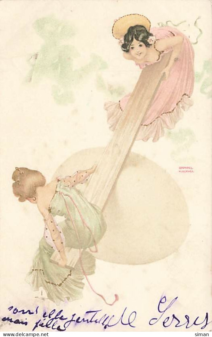 N°25005 - Carte Illustrateur - R. Kirchner - Art Nouveau - Femmes Faisant De La Balancelle Sur Un Oeuf - Kirchner, Raphael