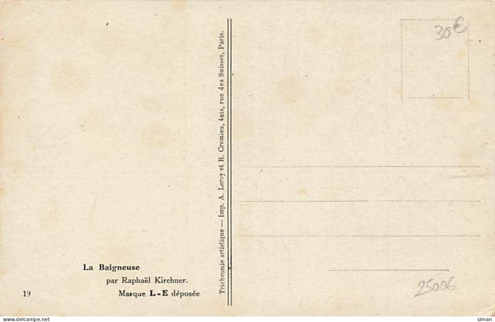 N°25006 - Carte Illustrateur - R. Kirchner - Art Nouveau - La Baigneuse - Kirchner, Raphael