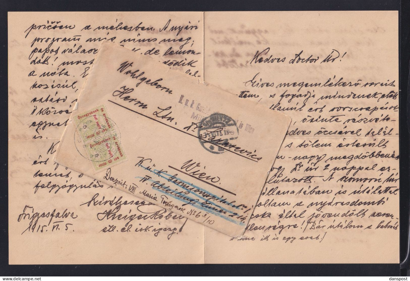 Ungarn Hungary Brief 1915 An KuK Feldpost - Cartas & Documentos