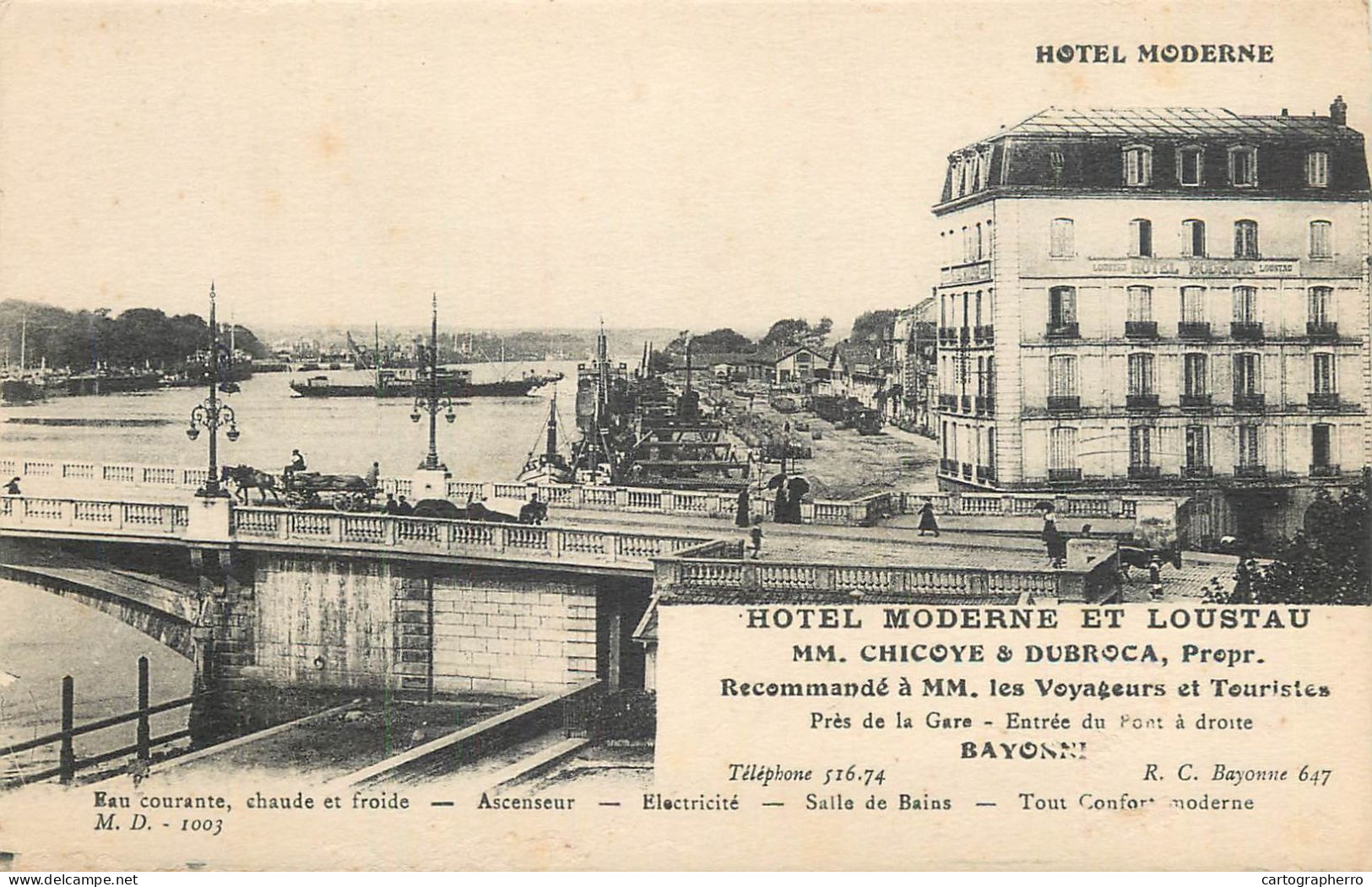 CPA France Bayonne Hotel Moderne Et Loustau - Autres & Non Classés