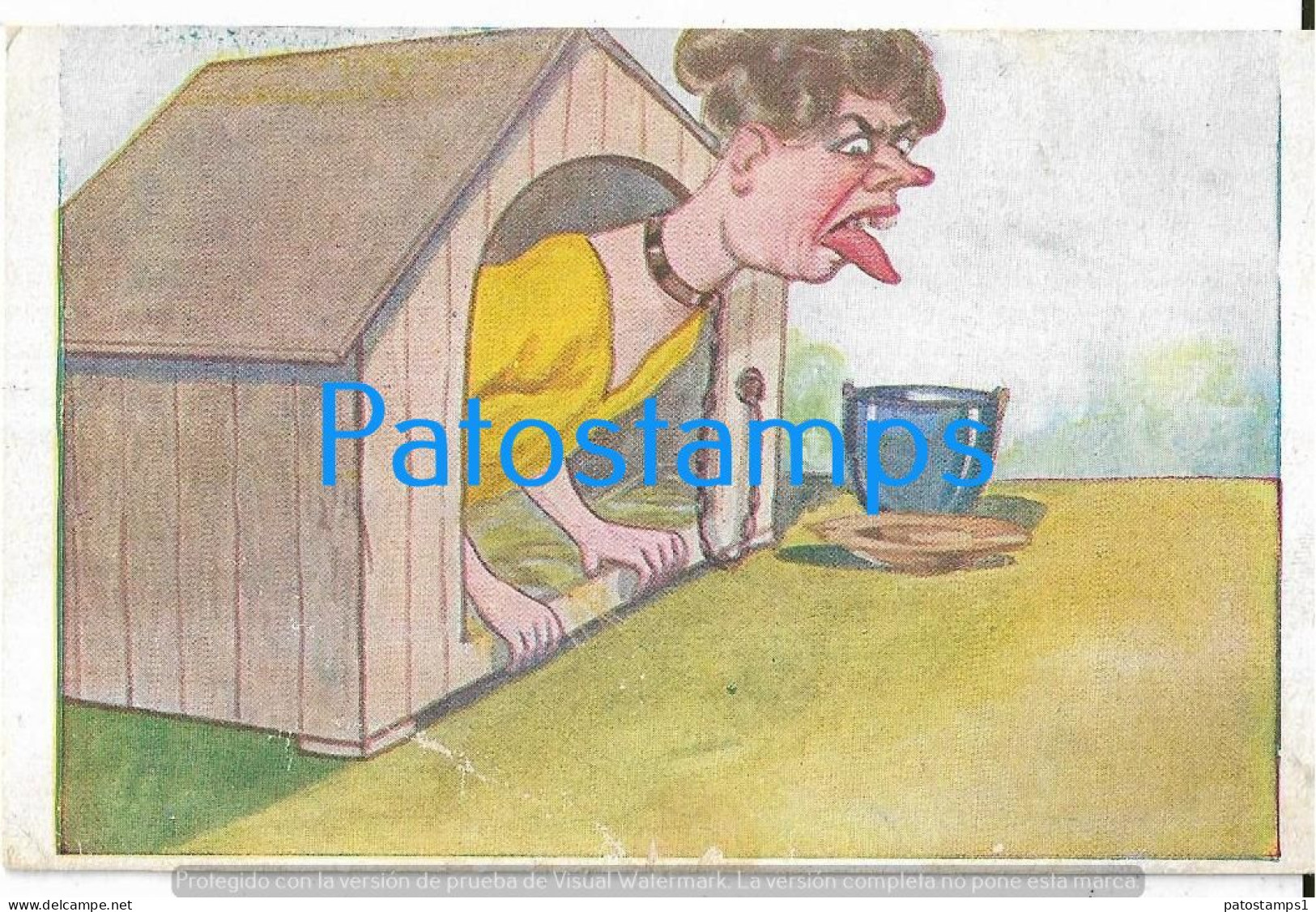 228613 ART ARTE HUMOR THE CHAINED WOMAN IN THE DOG HOUSE POSTAL POSTCARD - Sin Clasificación