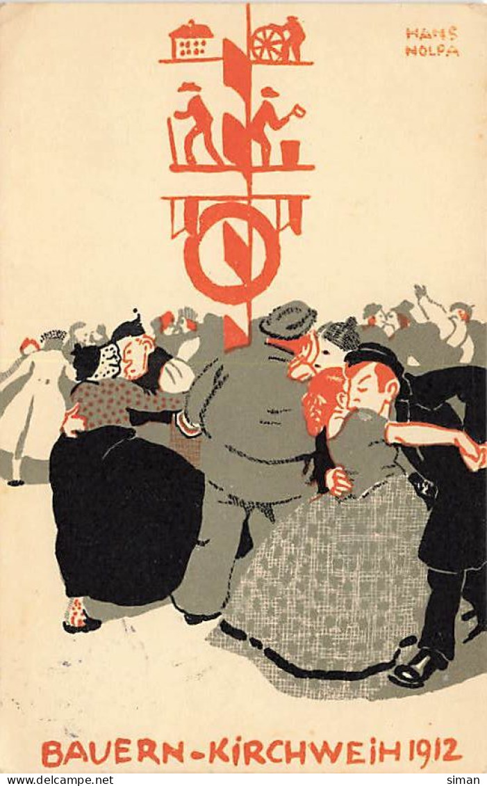 N°25007 - Carte Illustrateur - Hans Nolpa - Art Nouveau - Bauern Kirchweih 1912 - Autres & Non Classés