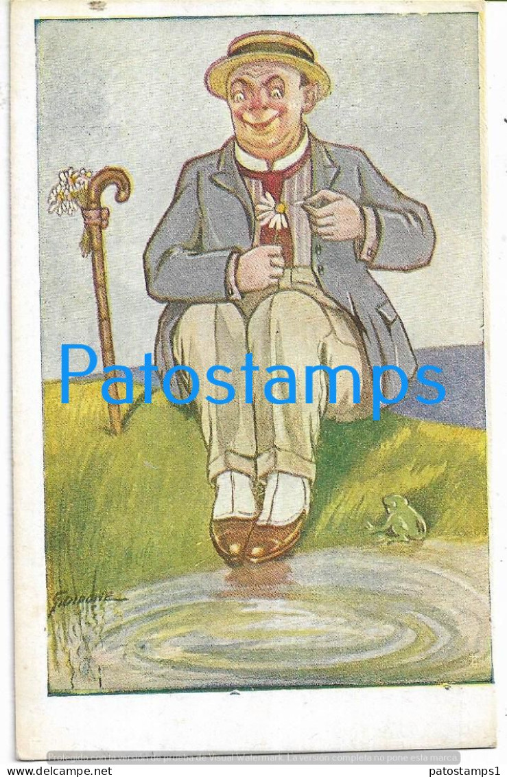 228615 ART ARTE SIGNED DIDONE HUMOR THE MAN WITH A FLOWER AND THE FROG POSTAL POSTCARD - Other & Unclassified