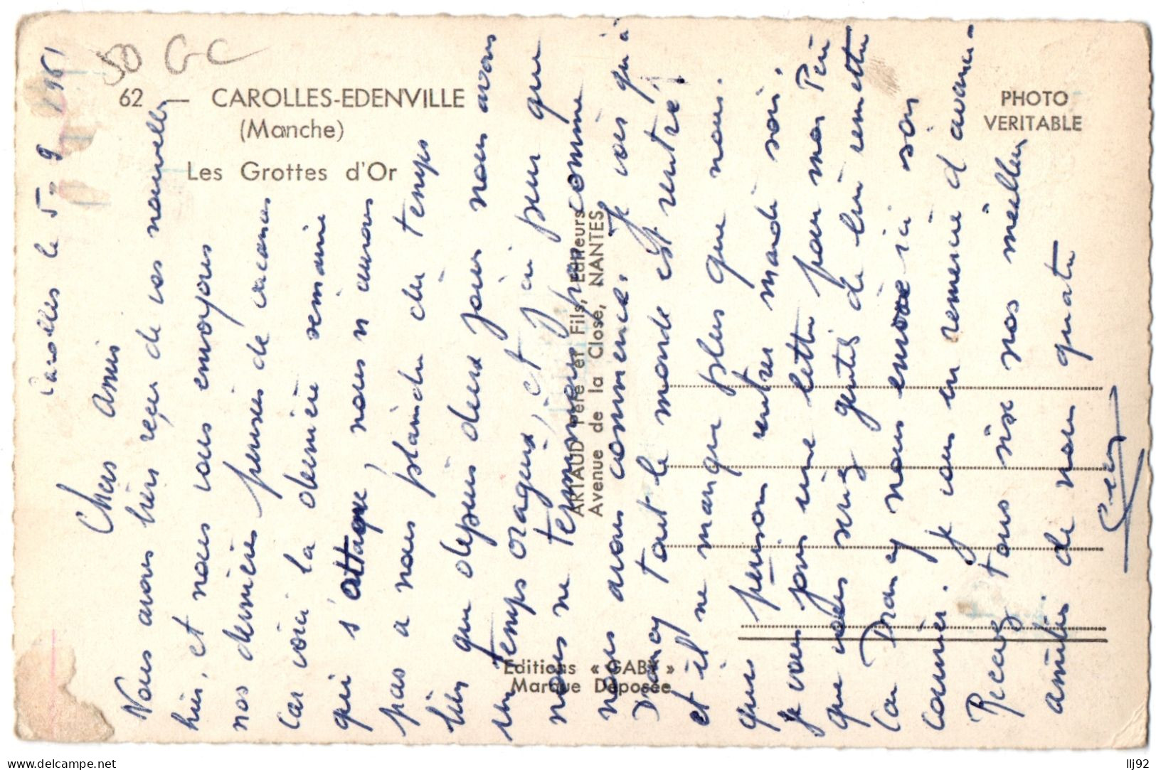 CPSM PF 50 - CAROLLES-EDENVILLE (Manche) - 62. Les Grottes D'Or - Autres & Non Classés