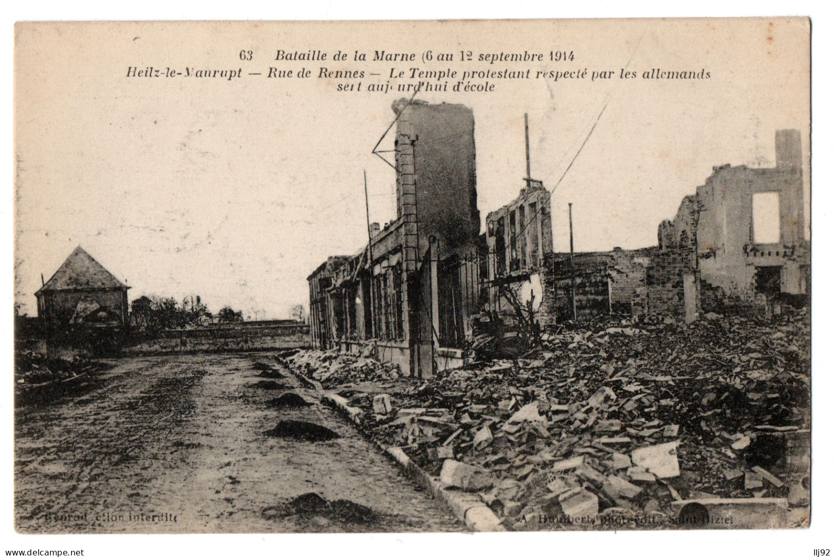 CPA 51 - HEILZ LE MAURUPT (Marne) - 63. Route De Rennes. Bataille De 1914 - Sonstige & Ohne Zuordnung