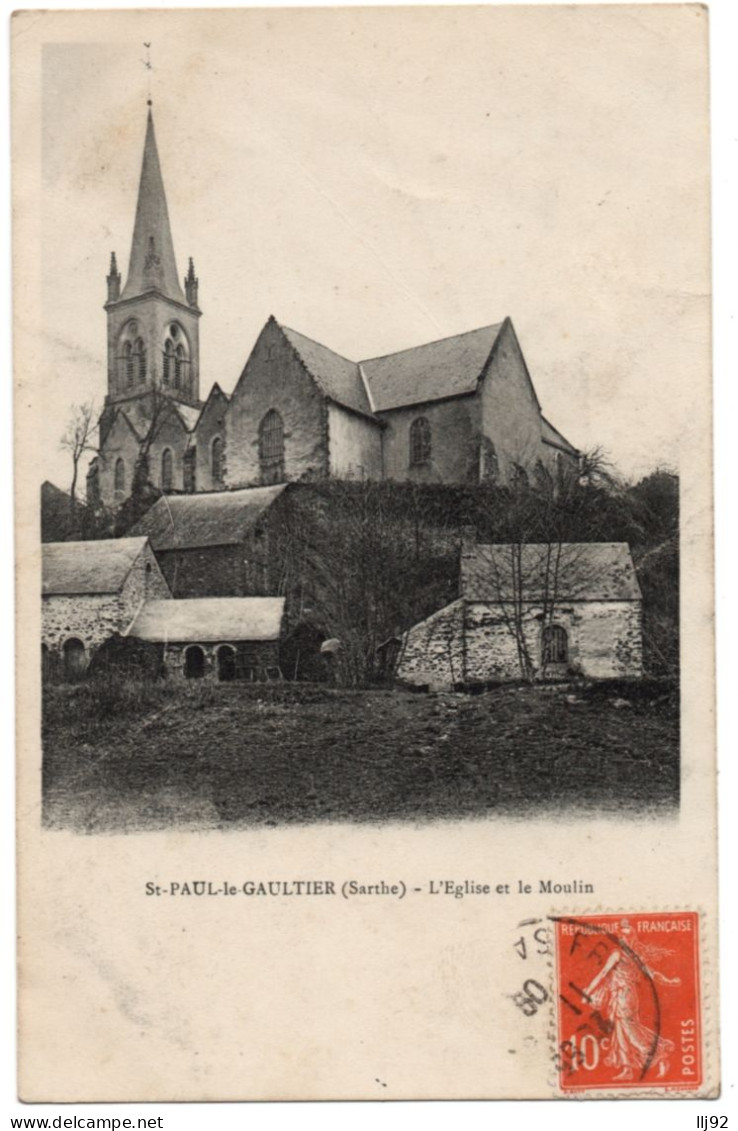 CPA 72 - SAINT PAUL LE GAULTIER (Sarthe) - L'Eglise Et Le Moulin - Andere & Zonder Classificatie