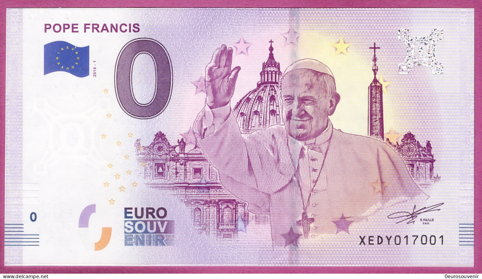 0-Euro XEDY 2018-1 POPE FRANCIS - PAPST FRANZISKUS - Pruebas Privadas