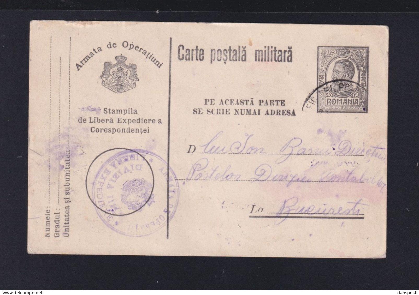 Rumänien Romania Feldpost Divizia VIII - Cartas De La Primera Guerra Mundial