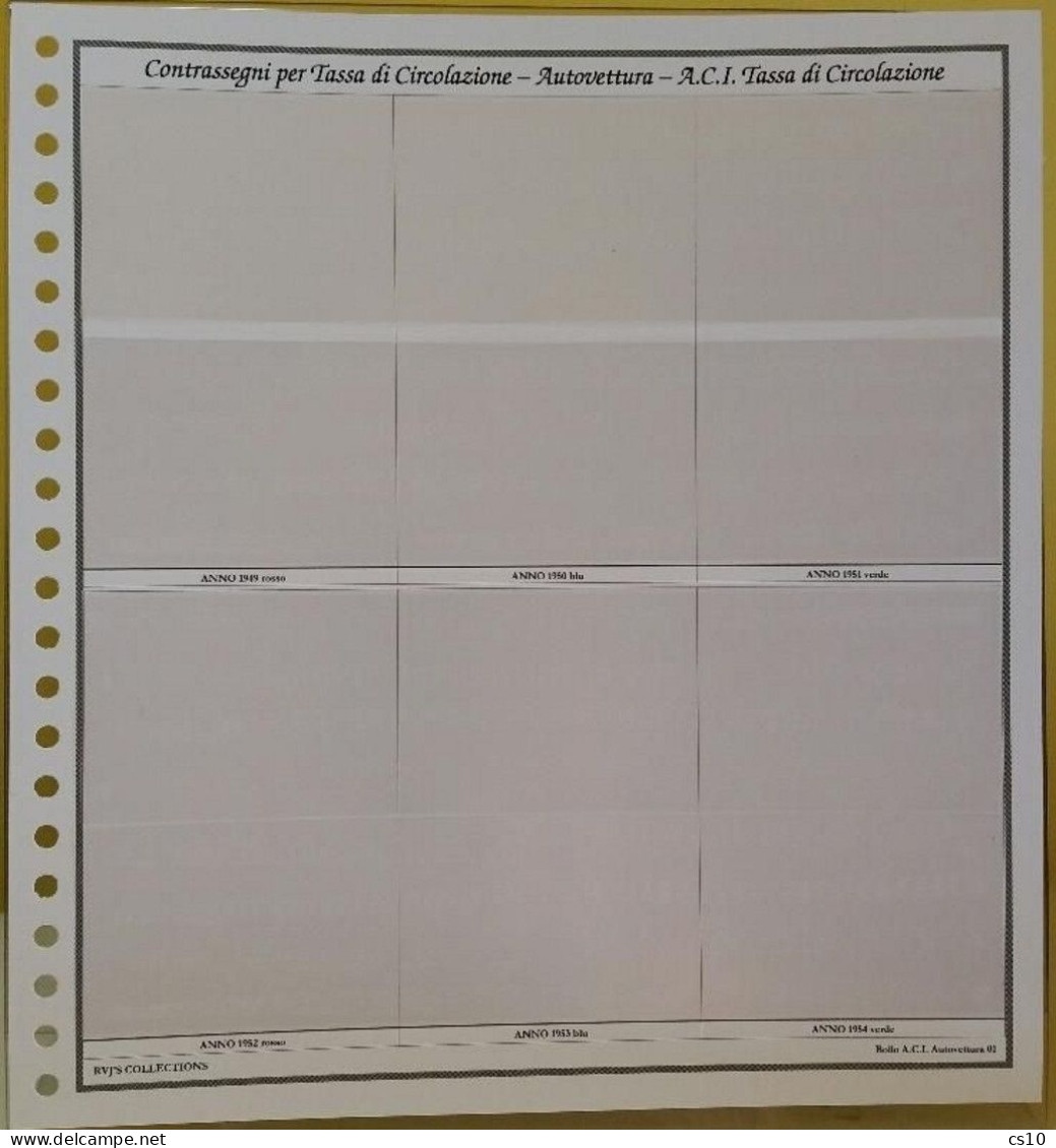 Bollo Auto ACI Tassa Circolazione AUTOVETTURA 1949/1983 Raccolta Fogli Aggiornamento 22anelli Standard - Revenue Stamps