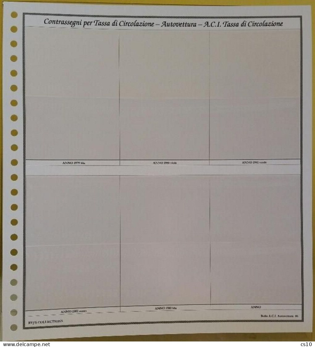 Bollo Auto ACI Tassa Circolazione AUTOVETTURA 1949/1983 Raccolta Fogli Aggiornamento 22anelli Standard - Revenue Stamps