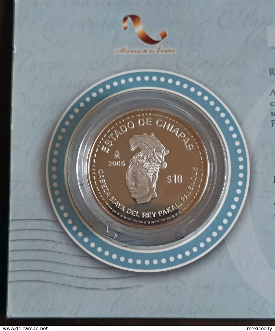 MEXICO 2006 $10 CHIAPAS State Series 2nd. Stage Silver Coin, PROOF In Capsule, Scarce, See Imgs., Nice - Mexiko