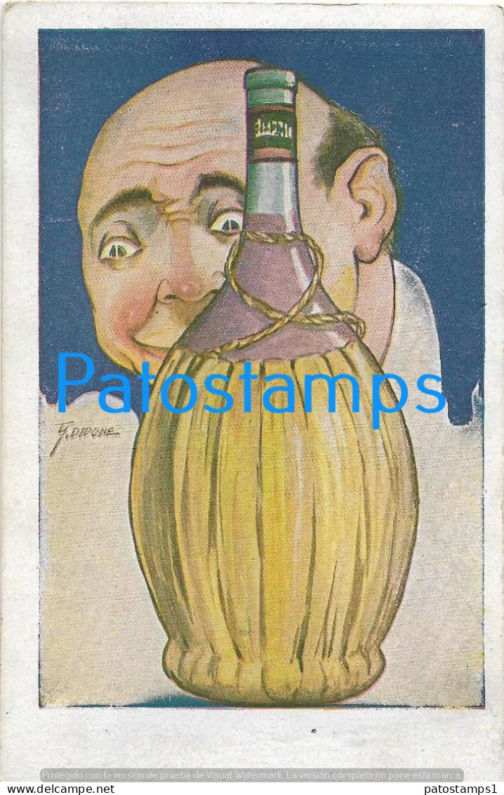 228620 ART ARTE SIGNED DIDONE HUMOR THE MAN AND THE WINE BOTTLE POSTAL POSTCARD - Other & Unclassified