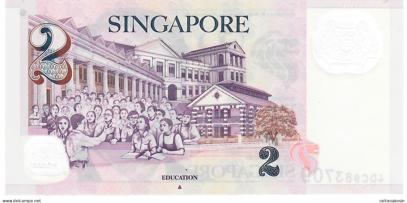 SINGAPORE P46d 2 DOLLARS ND Issued 2011  #4DC  ONE TRIANGLE       AU-UNC. - Singapore