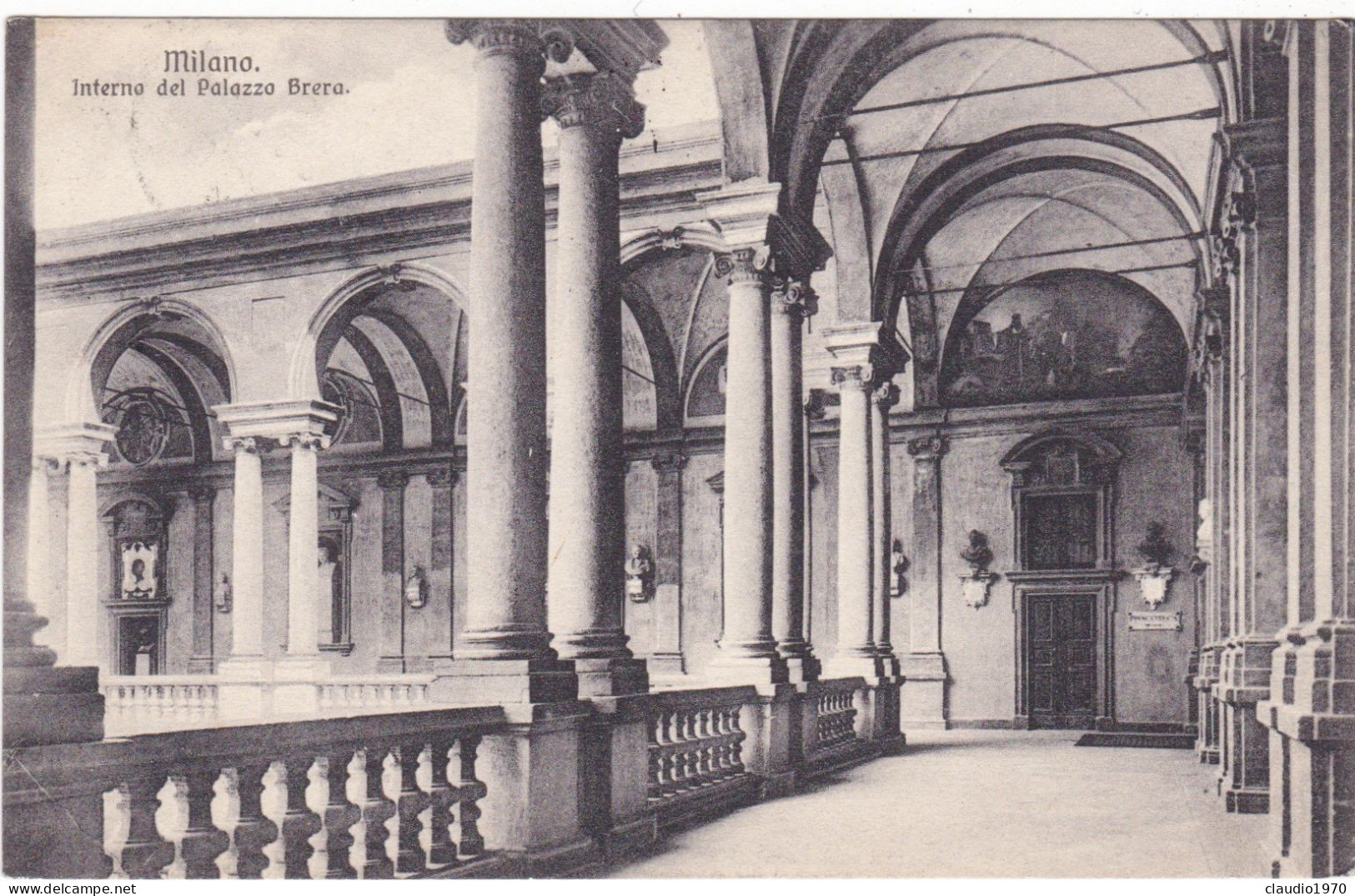 MILANO - CARTOLINA - INTERNO DEL PALAZZO BRERA - VIAGGIATA PER MERATE BRIANZA - 1911 - Milano