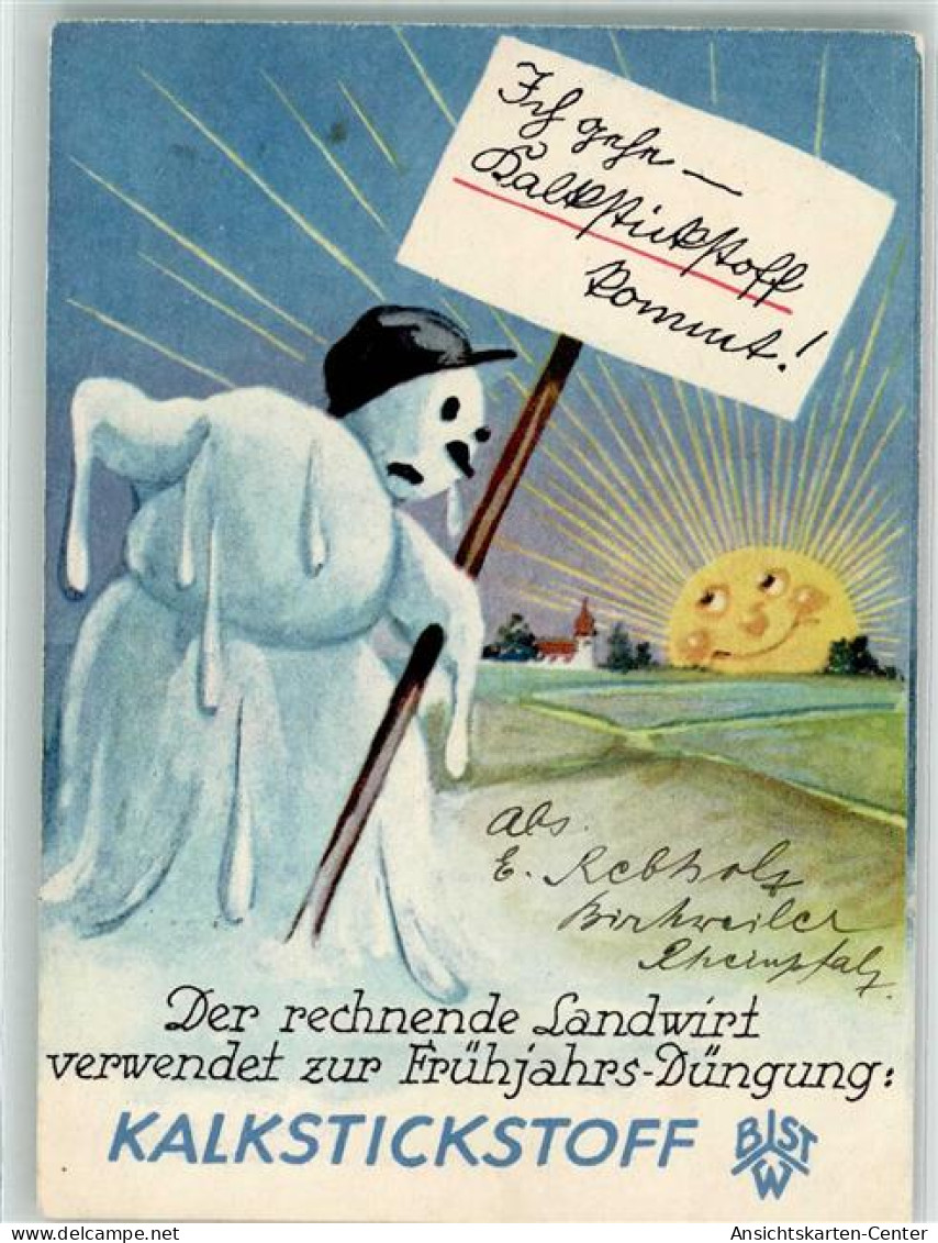 13977308 - Kalkstickstoff  Schneemann Sonne Vermenschlicht - Werbepostkarten