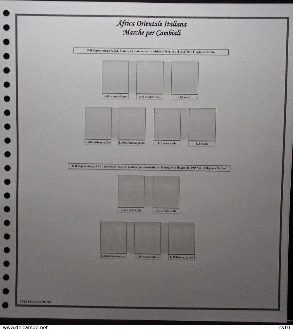 Marche Da Bollo & Fiscali Colonie Italiane - Raccolta COMPLETA Fogli Aggiornamento Standard 22 Anelli Con Taschine - Pre-printed Pages