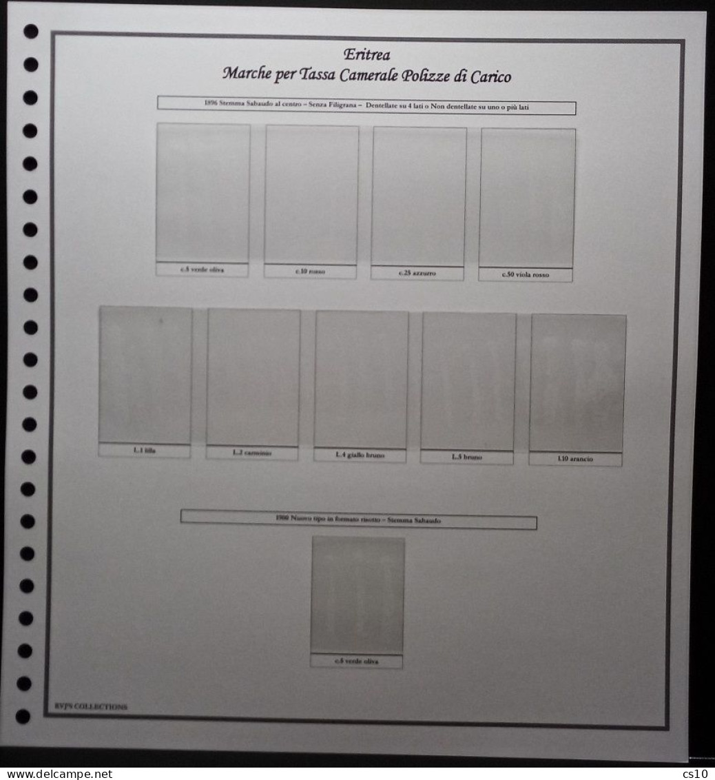 Marche Da Bollo & Fiscali Colonie Italiane - Raccolta COMPLETA Fogli Aggiornamento Standard 22 Anelli Con Taschine - Pre-printed Pages