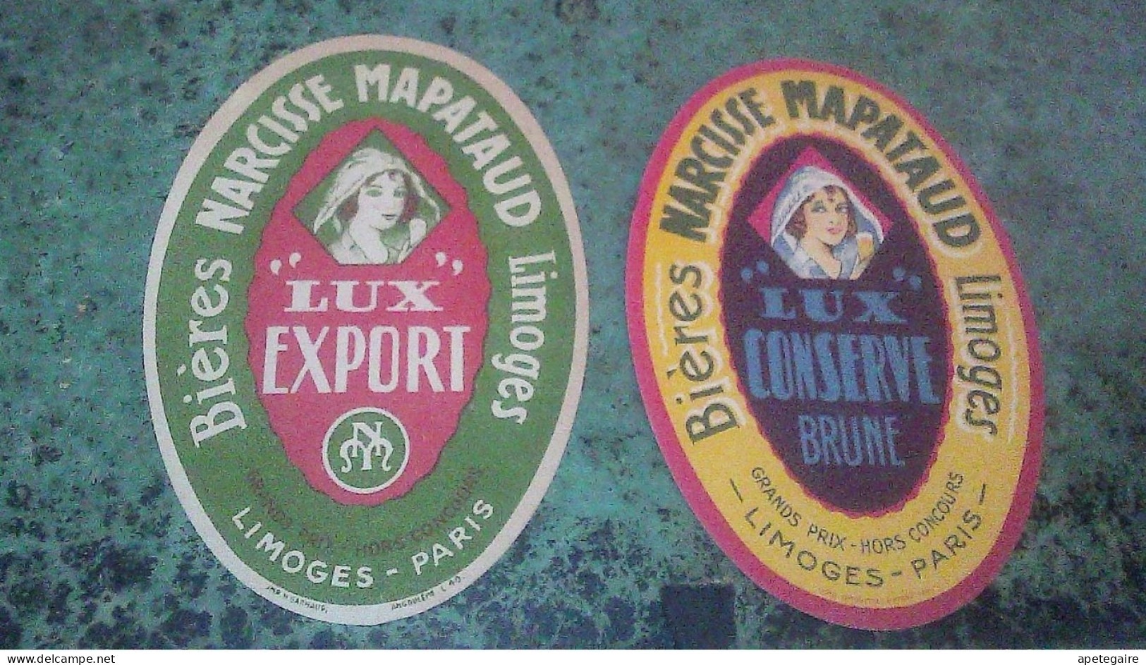 Limoges Brasserie Maurice Mapateau   Lot Anciennes étiquettes De Bière X 2  Différentes  Lux Export Et Lux Conserve - Bier