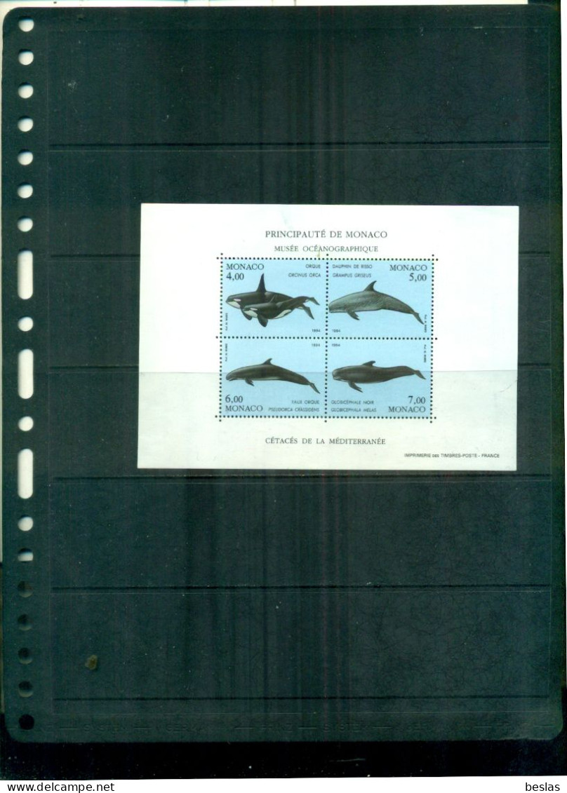 MONACO CETACEES DU MEDITERRANEE III 1 BF NEUF A PARTIR DE 2 EUROS - Blocks & Sheetlets