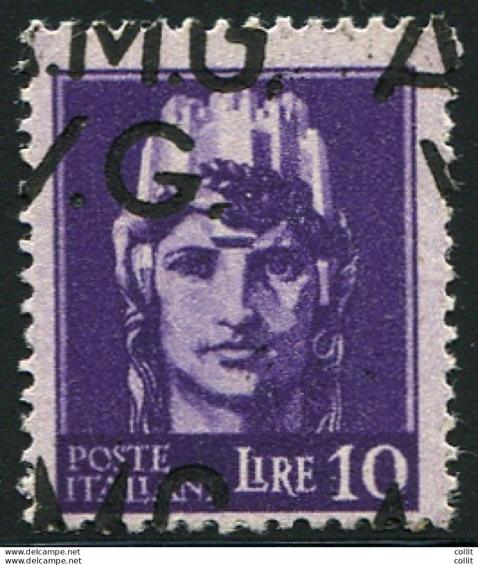 AMG. VG. - Lire 10 Soprastampa Fortemente Spostata Nei Due Sensi - Mint/hinged