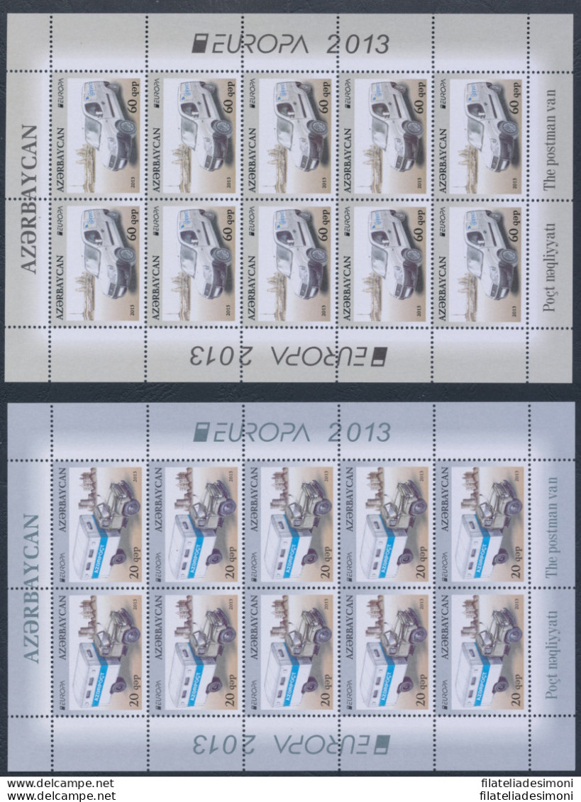 2013 EUROPA CEPT, AZERBAIGIAN 2 Minifogli Di 10 Valori, Veicoli Postali, MNH** - Other & Unclassified