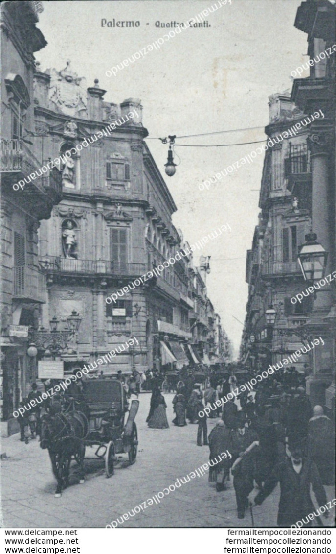 Bt278 Cartolina Palermo Citta' Quattro Canti  1915 Sicilia - Palermo