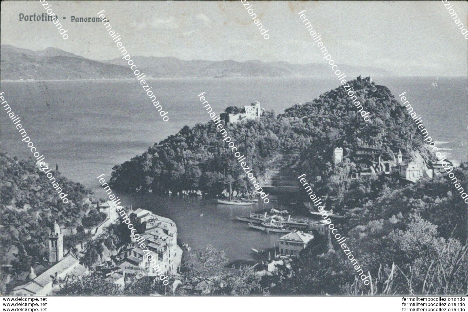 Bq66 Cartolina Portofino Panorama 1915 Provincia Di Genova - Genova