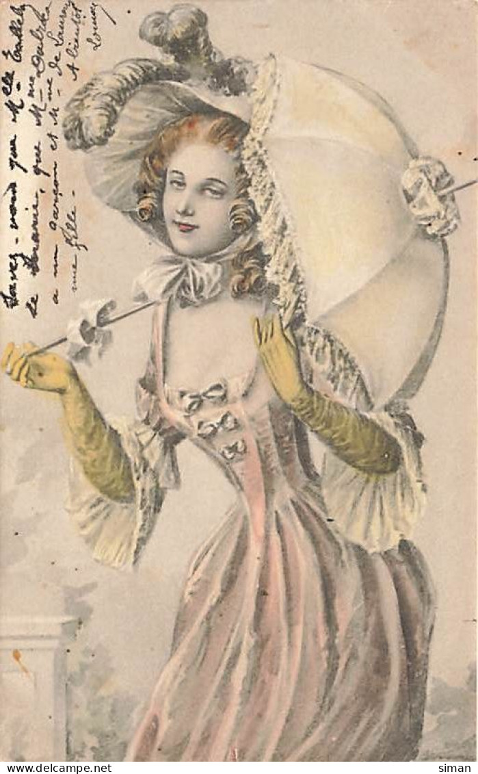 N°25016 - Carte Illustrateur - Style Bottaro - Femme Avec Ombrelle Ouverte - 1900-1949