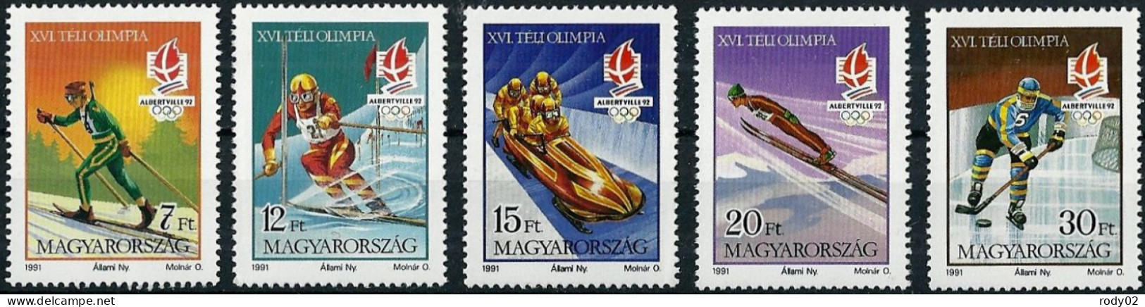 HONGRIE - JEUX OLYMPIQUES D'HIVER D'ALBERTVILLE EN 1992 - N° 3352 A 3356 - NEUF** MNH - Invierno 1992: Albertville